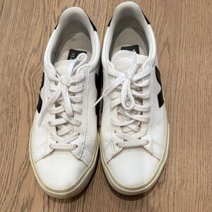 Veja White and Black Sneakers with Cream Sole
